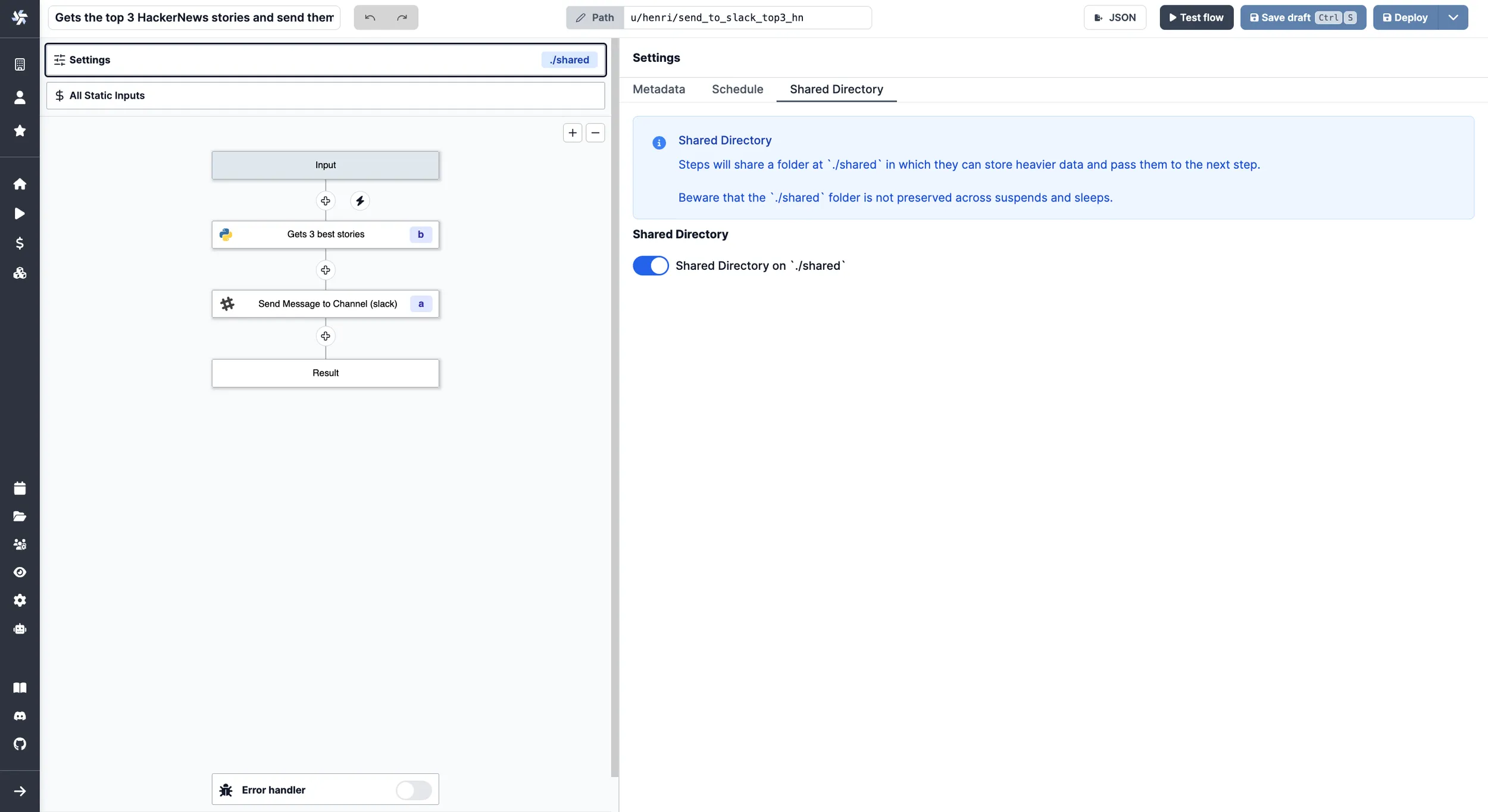 Flows shared directory